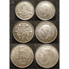 WORLD SILVER : Great Britain : King George V : Silver Type Set (Last Design). BID FOR THE LOT!